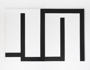 An artwork by artist Julije Knifer, titled Meander TÜ-H-DA from the exhibition at Gregor Podnar Gallery.